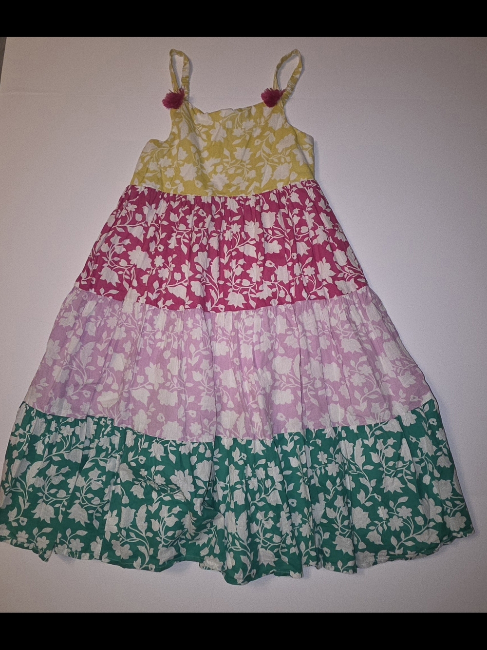 Boden Floral Tiered Sundress in Yellow, Pink, Lavender & Green